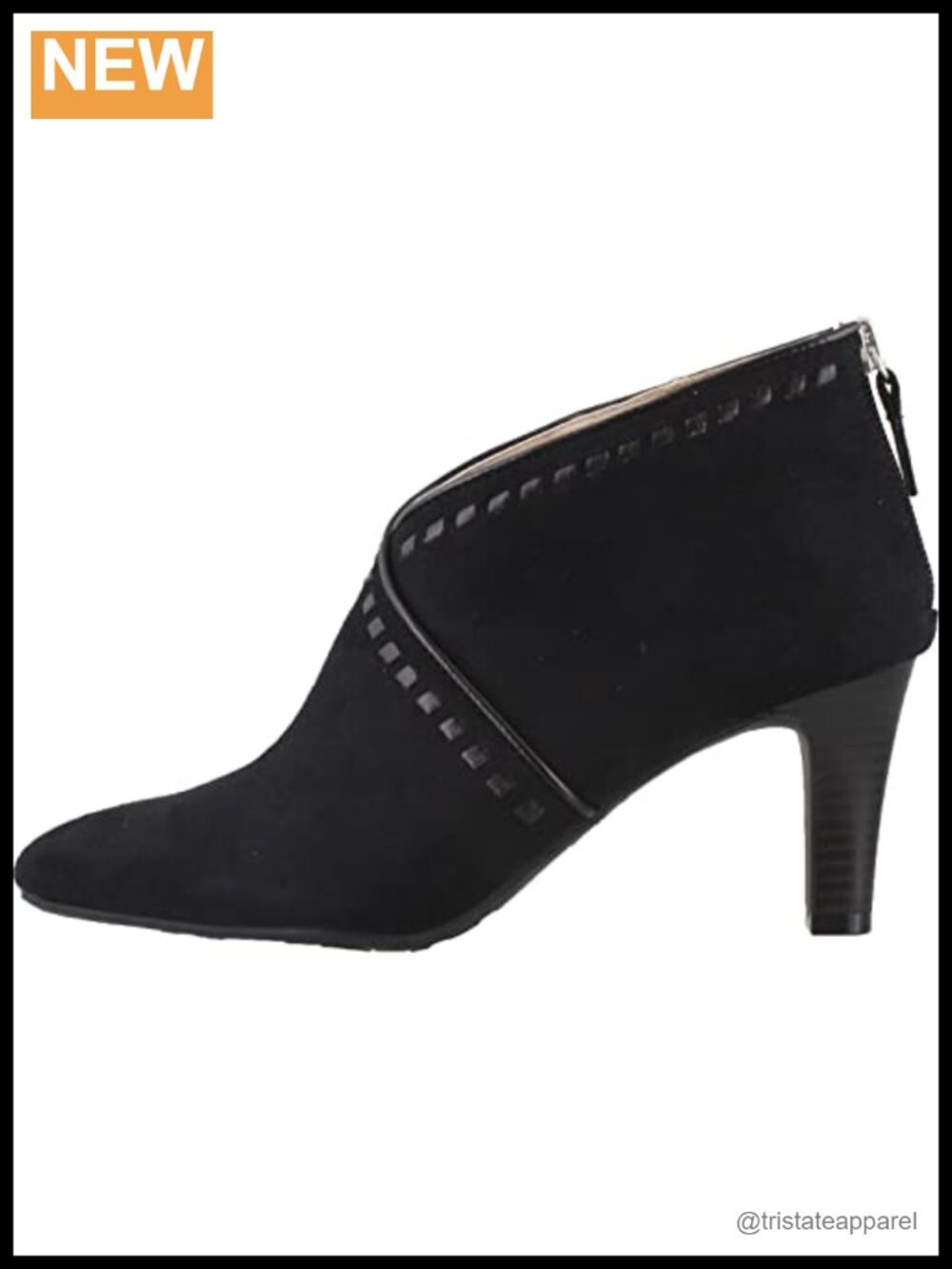 LifeStride Giada Ankle Booties Pointed Toe Block Heel Zip Rhinestone